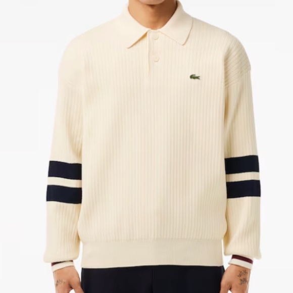 NWT Lacoste Men's Made In France Relaxed Fit Polo Sweater Size 5 - L - Large - Picture 1 of 4